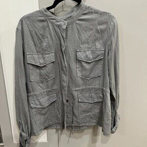 Sanctuary lyocell light Safari Shirt Jacket Gray utility Western Grunge Sz L